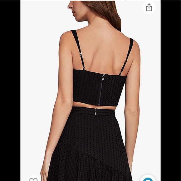 BCBGMAXAZRIA Womens Eyelet Lace-Up Crop Top - Picture 2 of 3